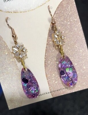 Purple Teardrop sparkle earrings