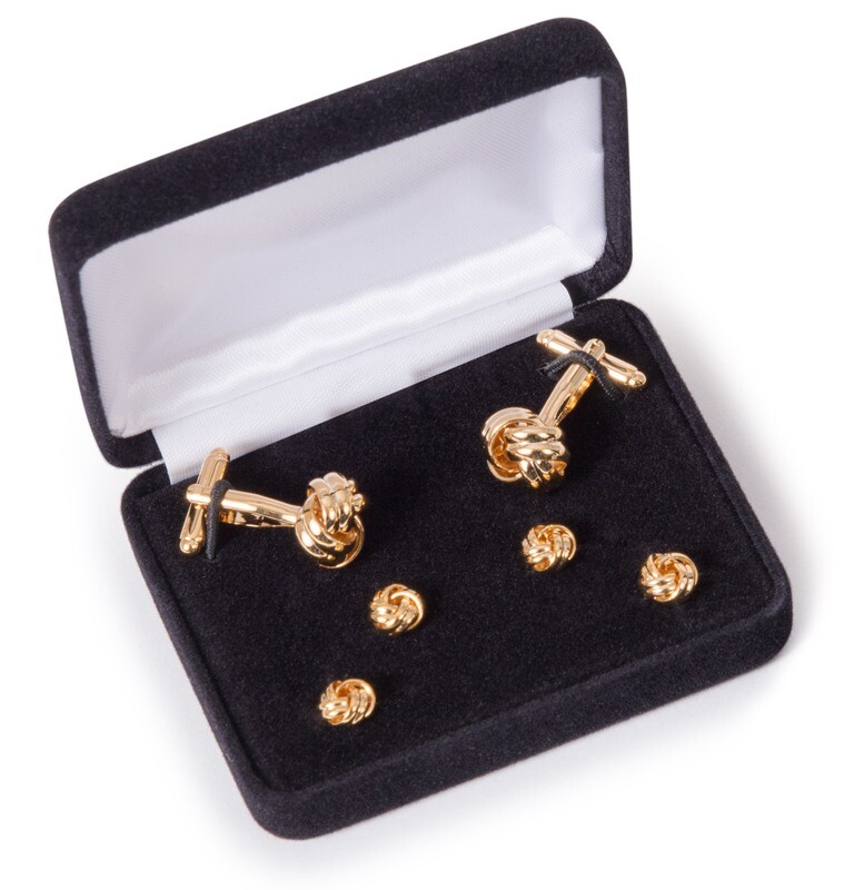 Gold Knot Cufflink Stud Set