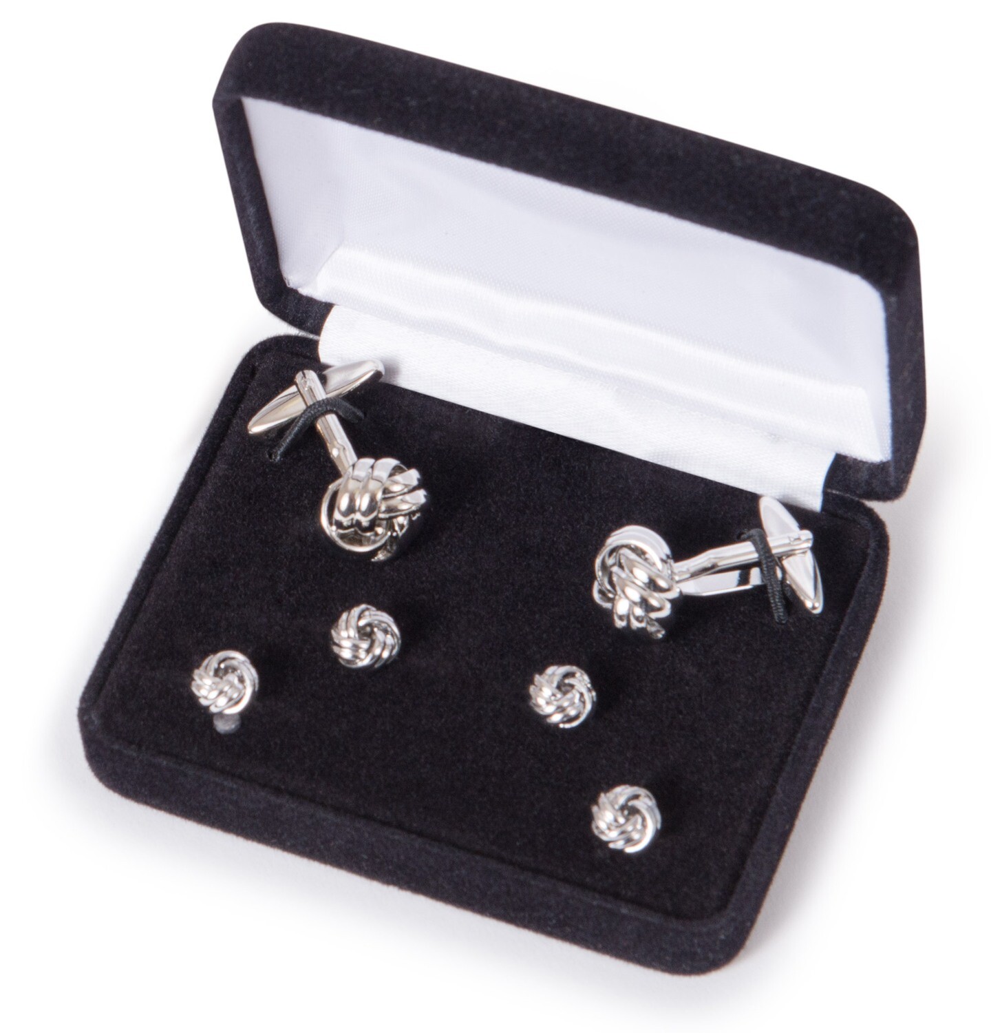 Silver Knot Cufflink Stud Set