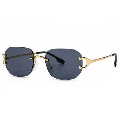 Men&#39;s Rimless Black Tint Gold Frame Summer Sunglasses