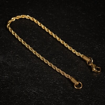 Yellow Gold Plated Twisted Men&#39;s Rope Chain Bracelet