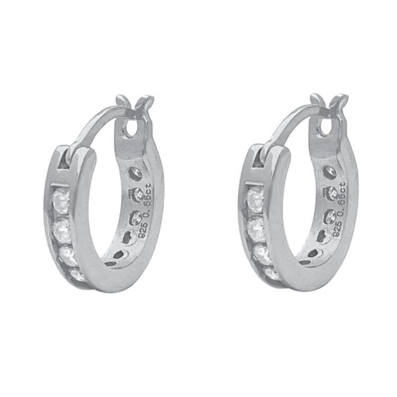 Men&#39;s Small 925 Sterling Iced CZ Huggie Hoop Earrings