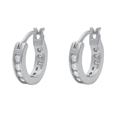 Men&#39;s Small 925 Sterling Iced CZ Huggie Hoop Earrings