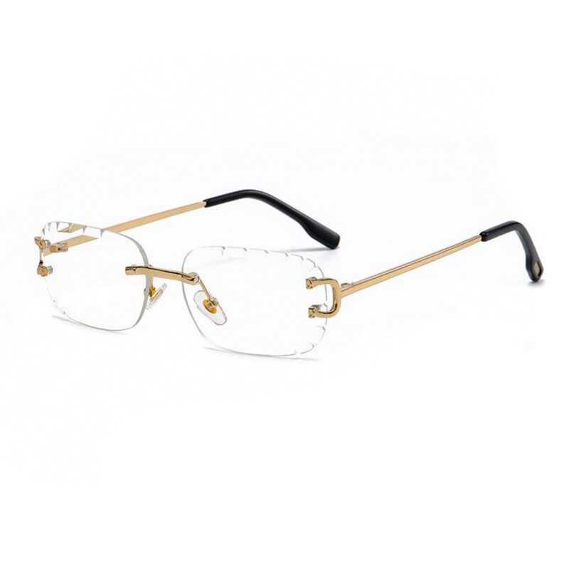 Clear Diamond Cut Lens Gold Frame Men&#39;s Glasses