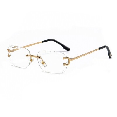 Clear Diamond Cut Lens Gold Frame Men&#39;s Glasses