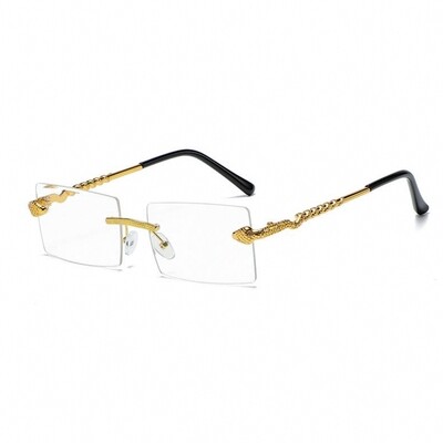 Men&#39;s Hip Hop Gold Frame King Snake Clear Lens Glasses