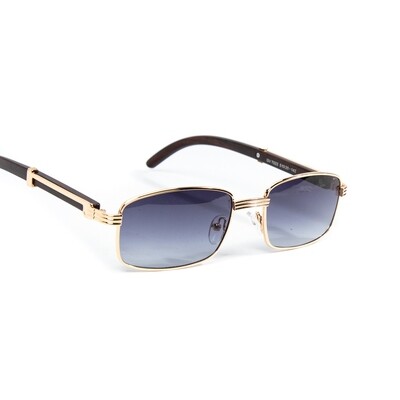 Men&#39;s Gold Frame Purple Tint Woodgrain Sunglasses