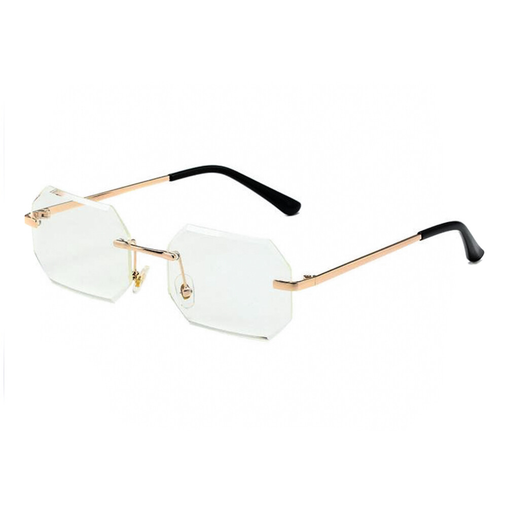 Mens Gold Frame Fashion Clear Lens Octagon Glasses