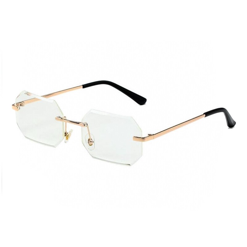 Mens Gold Frame Fashion Clear Lens Octagon Glasses