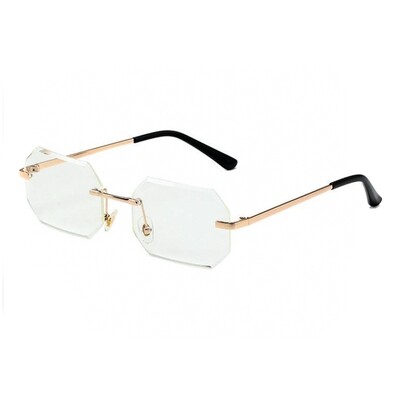 Mens Gold Frame Fashion Clear Lens Octagon Glasses