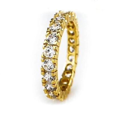 Men&#39;s Iced Pointer 14K Yellow Gold Plated Eternity Statement Ring
