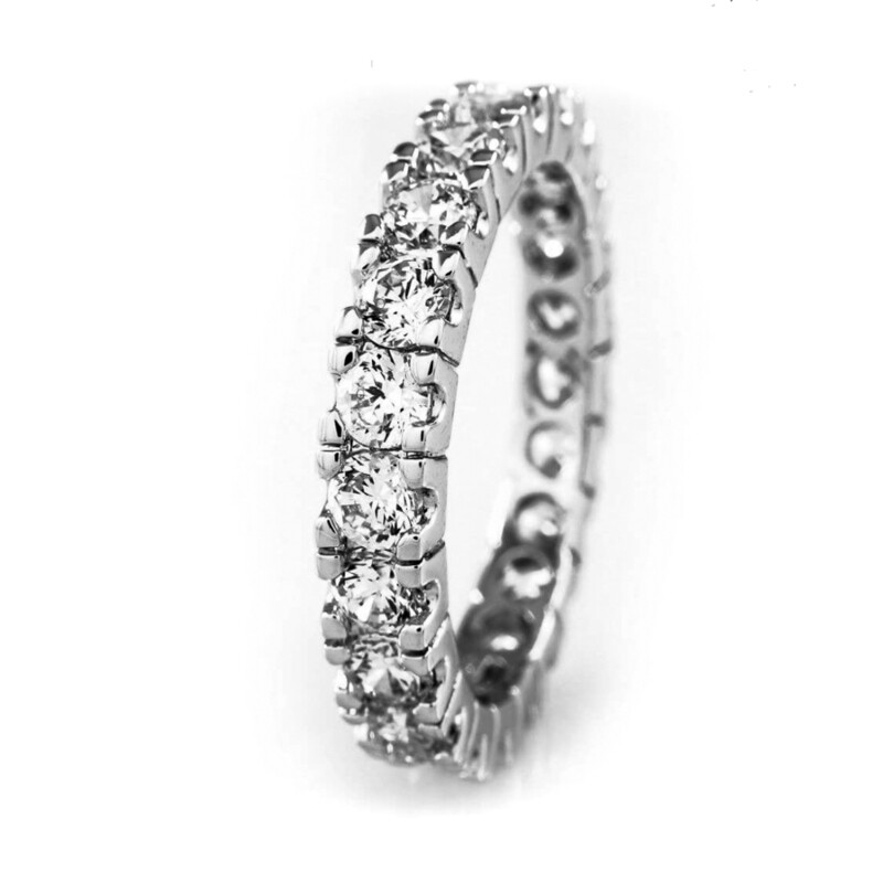 Men&#39;s Iced Pointer White Gold Plated Eternity Statement Ring