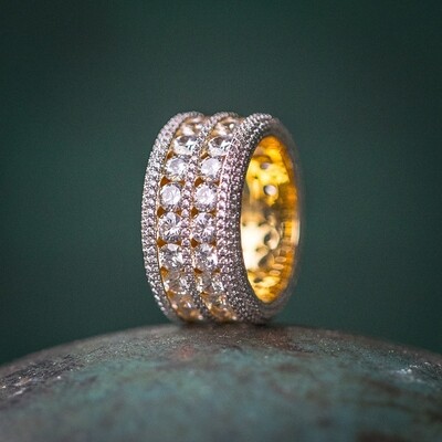 Iced Pointer Cz Yellow Gold Plated Men&#39;s Statement Pinky Ring