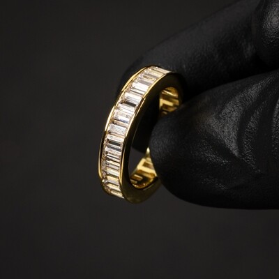 Iced Channel Set Cz Baguette Gold Eternity Band Ring