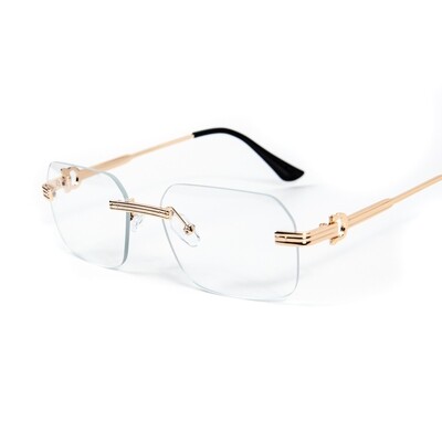 Gold Wire Frame Rimless Clear Lens Men&#39;s Hip Hop Glasses
