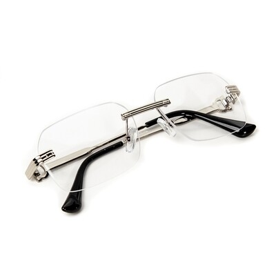 Silver Wire Frame Rimless Clear Lens Men&#39;s Hip Hop Glasses
