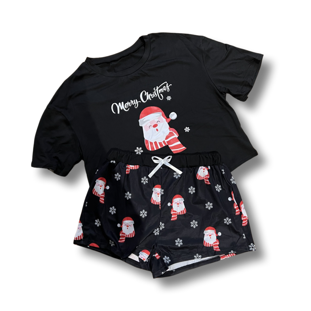 Santa Pj Top And Shorts - Black