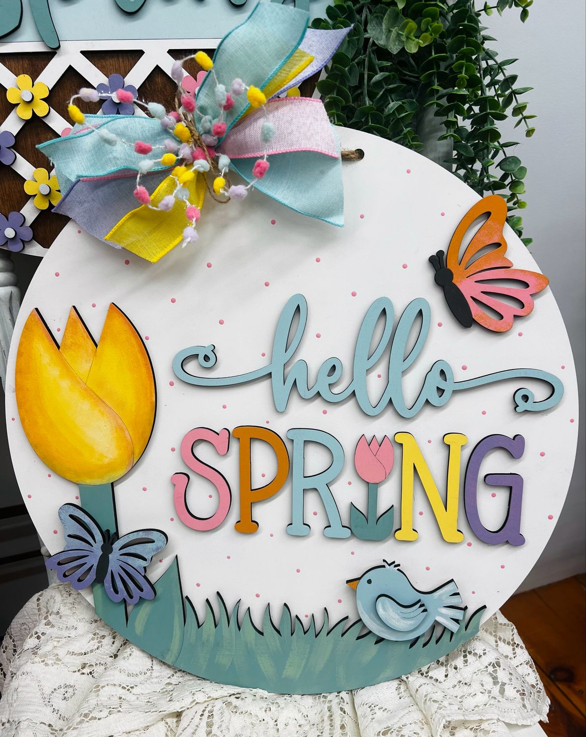 Hello Spring w/tulip, 18”