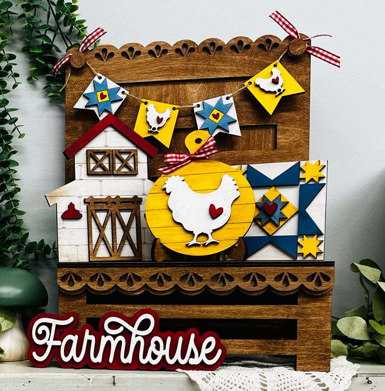 Farmhouse Quilt Tray Set