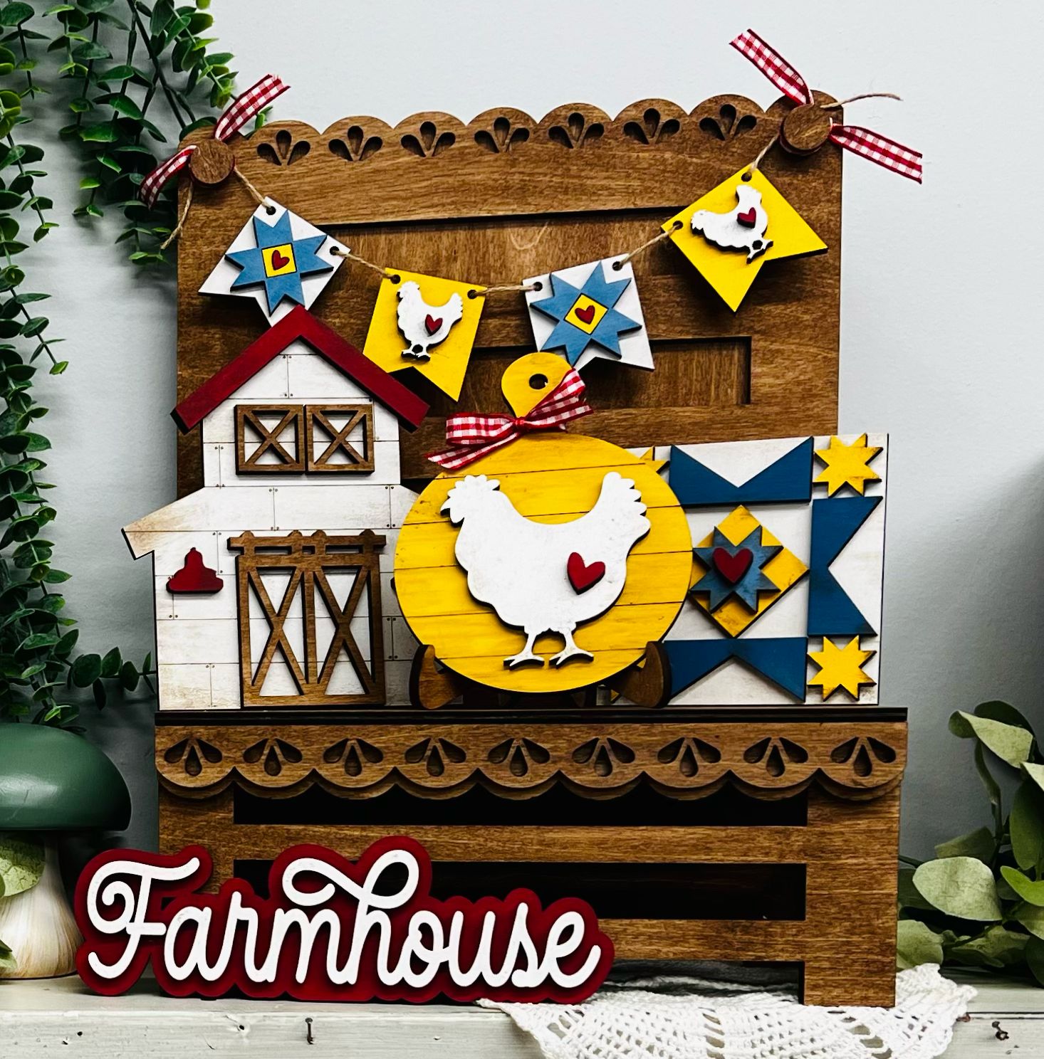 Farmhouse Quilt Tray Set