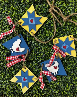 Farmhouse Chicken Quilt Square Garland