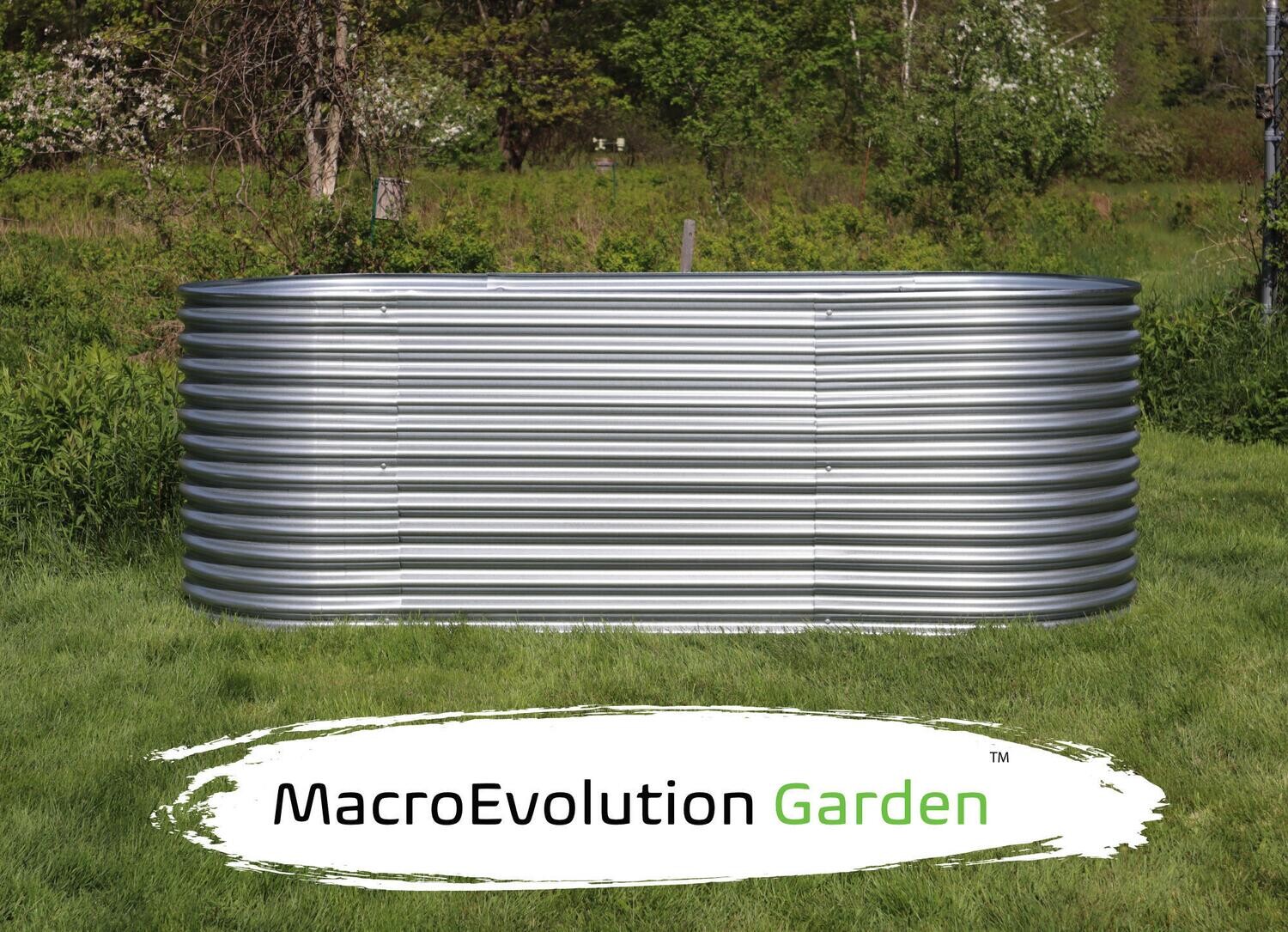 Tall raised garden bed for sale, an important ergonomic garden tool. Titled MacroEvolution Garden (trademark).
Raised garden bed dimensions are 8 1/2 feet long by 39 inches wide by 3 feet tall. 
