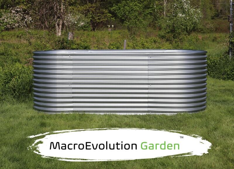 Tall raised garden bed for sale, an important ergonomic garden tool. Titled MacroEvolution Garden (trademark).
Raised garden bed dimensions are 8 1/2 feet long by 39 inches wide by 3 feet tall. 