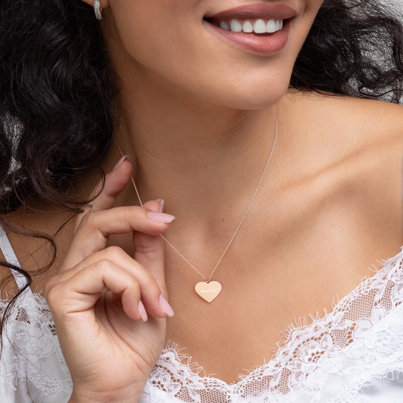 Chewto Inu Engraved Silver Heart Necklace