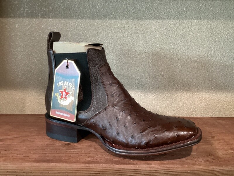 MEN’S LOS ALTOS BOOTS LOW SHAFT WIDE SQUARE TOE OSTRICH TOBACCOO