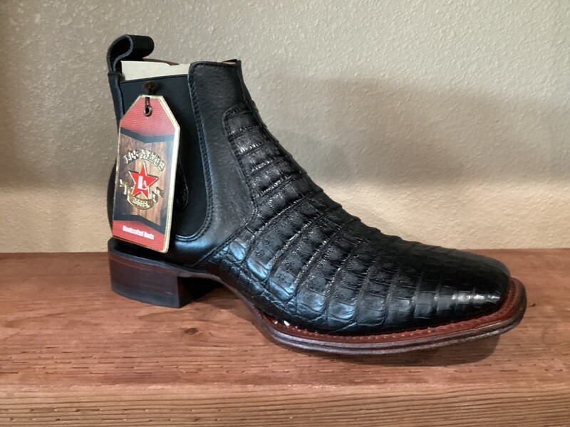 MEN’S LOS ALTOS LOW SHAFT WIDE SQUARE TOE CAIMAN BELLY BLACK