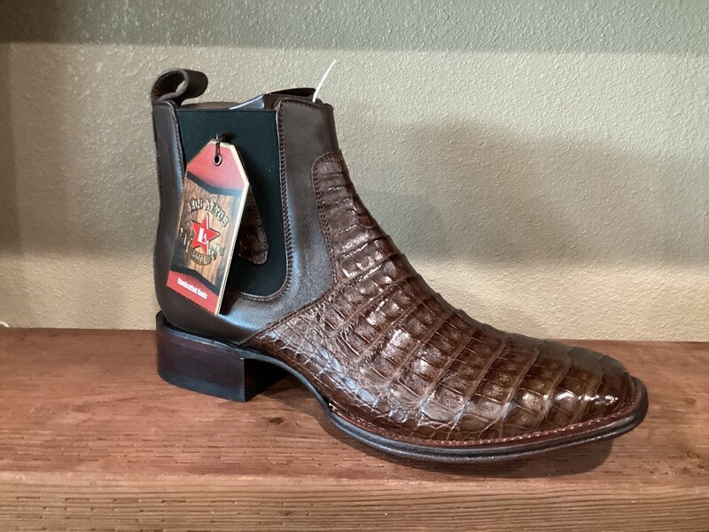 MEN’S LOS ALTOS BOOTS LOW SHAFT WIDE SQUARE TOE CAIMAN BELLY BROWN