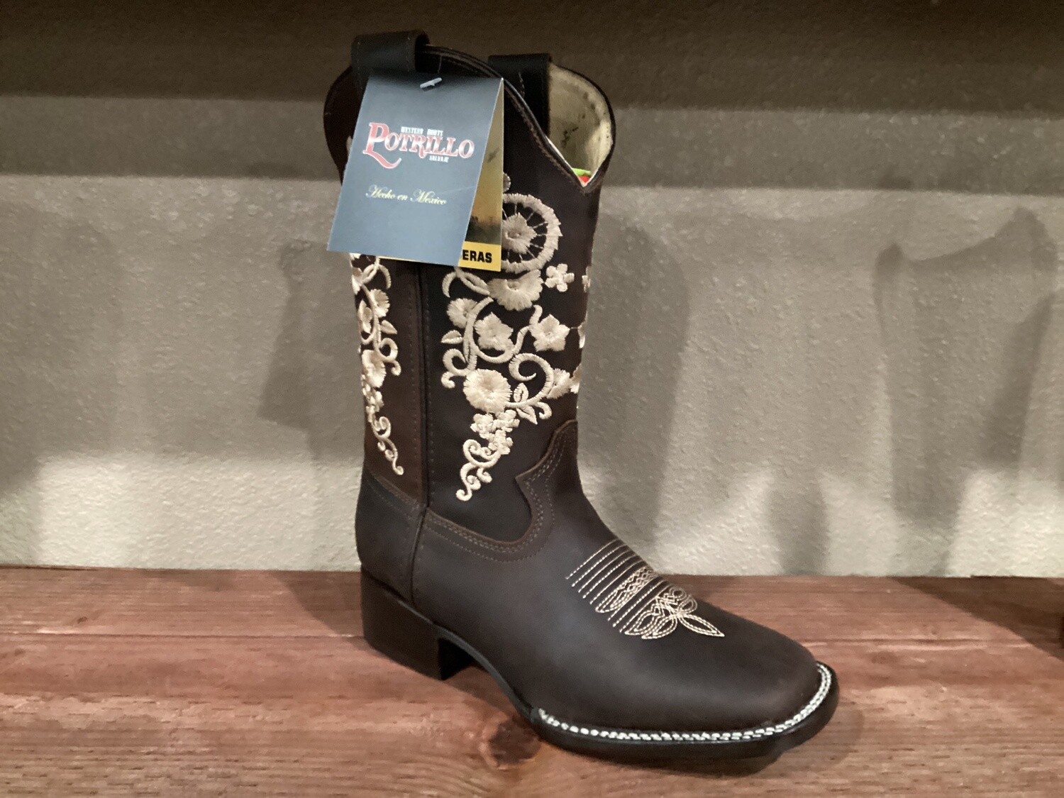 WOMEN'S POTRILLO 413 BORDADO BULLDOG BOOTS, Colour: CAFE, Size: 5