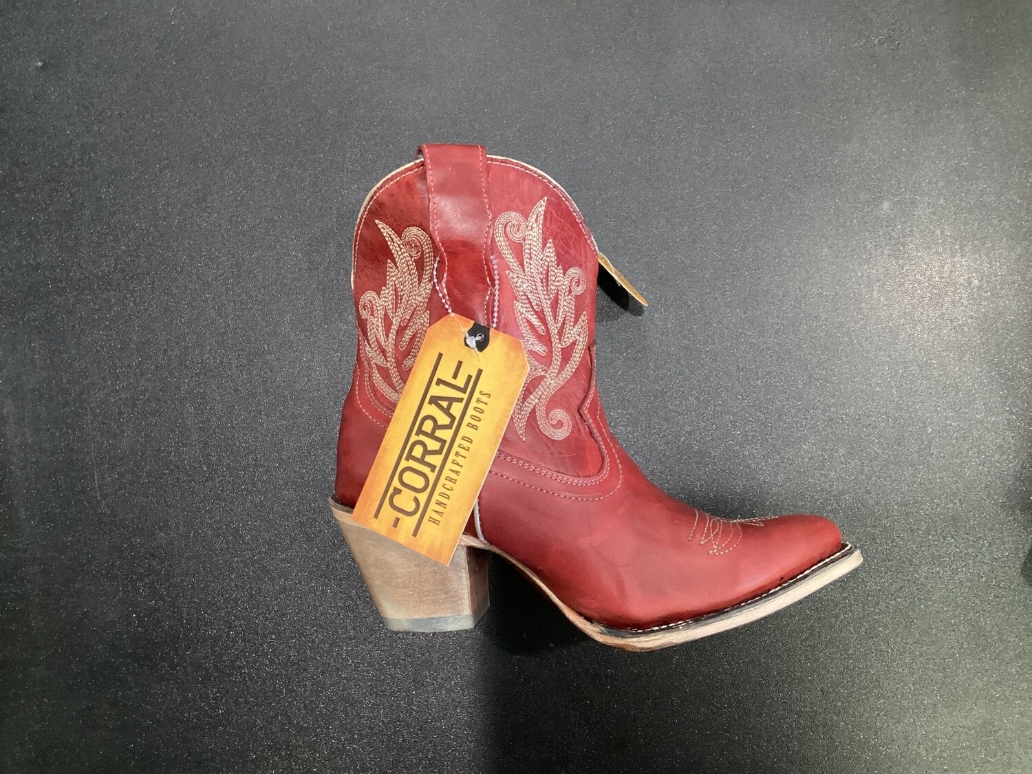 WOMEN'S CORRAL E1667 RED EMBROIDERY & ZIPPER ANKLE, Colour: RED, Size: 6
