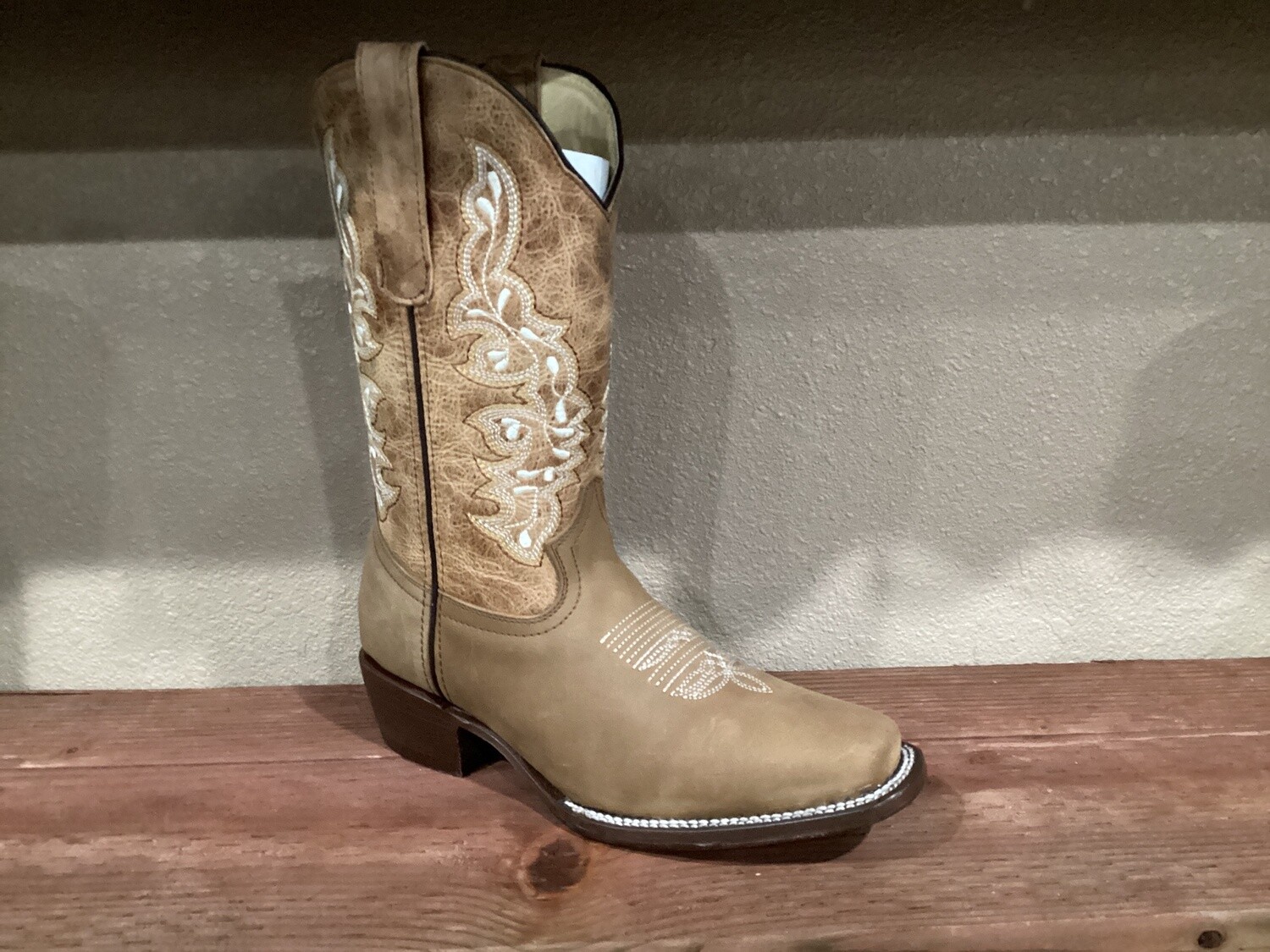 WOMEN'S POTRILLO 412 BORDADO CUADRADA BOOTS, Colour: OCRE, Size: 5