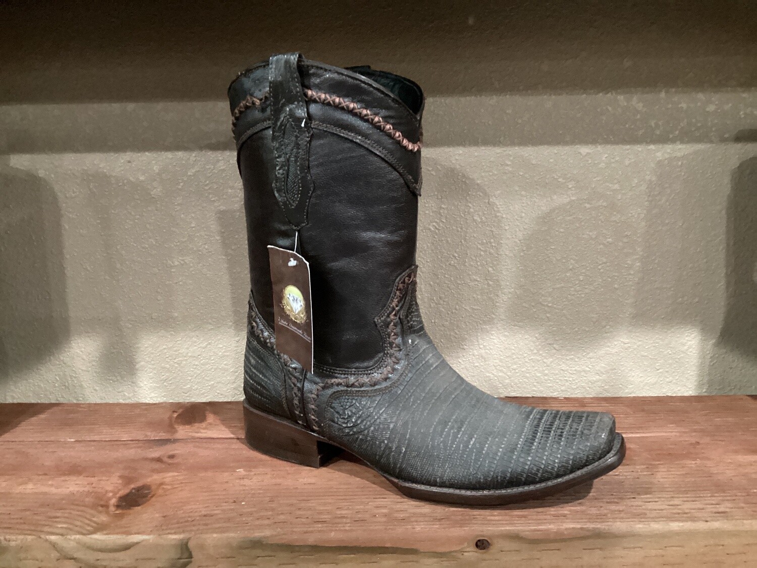 MEN’S WHITE DIAMOND BOOTS SILVERADO IMITATION LIZARD, Colour: CAFE, Size: 8