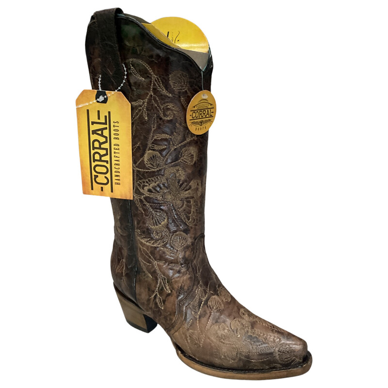 WOMEN’S CORRAL Z5047 CHOCOLATE EMBROIDERY