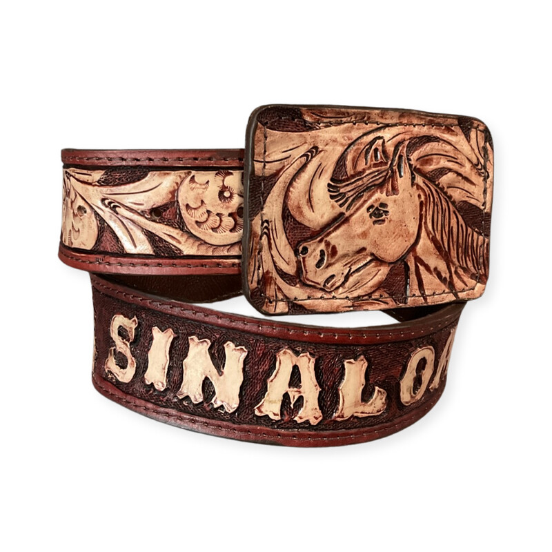 MEN’S CUERNOS CHUECOS BELT SINALOA CINCELADO