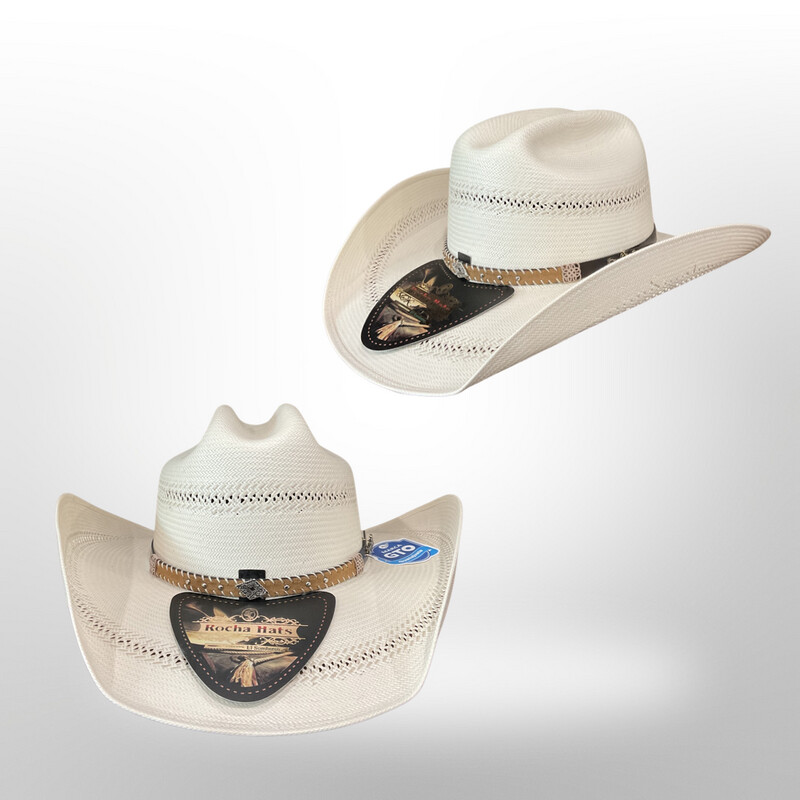 BICOLOR 100X CROWN: 4 1/4 BRIM: 4 1/4 ROCHA HATS STRAW HAT