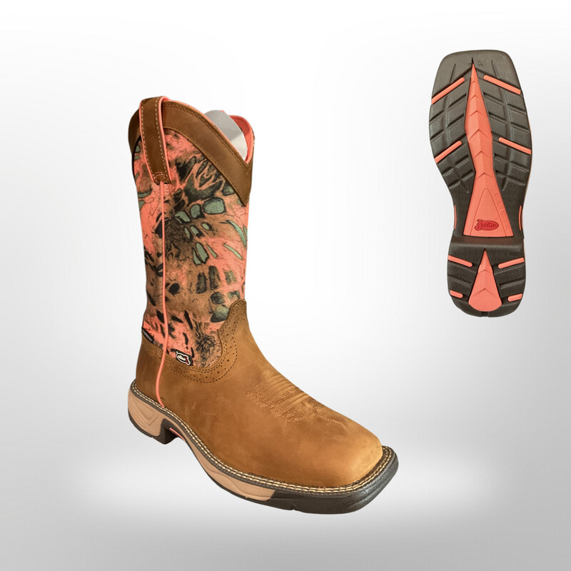 WOMEN’S JUSTIN RUSH RUSSET BROWN WATER BUFFALO WORK BOOTS  SE4356