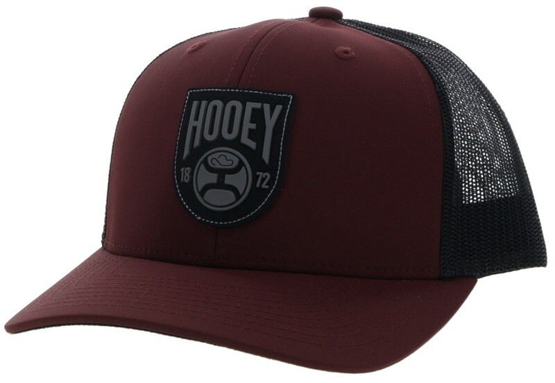 "Bronx" Hooey Maroon / Black 6-Panel Trucker with Black / Grey Patch - OSFA