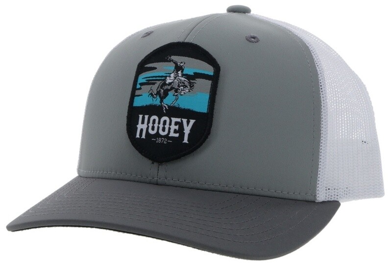 "Cheyenne" Hooey Grey / White 6-Panel Trucker with Grey / Blue / Black Patch - OSFA