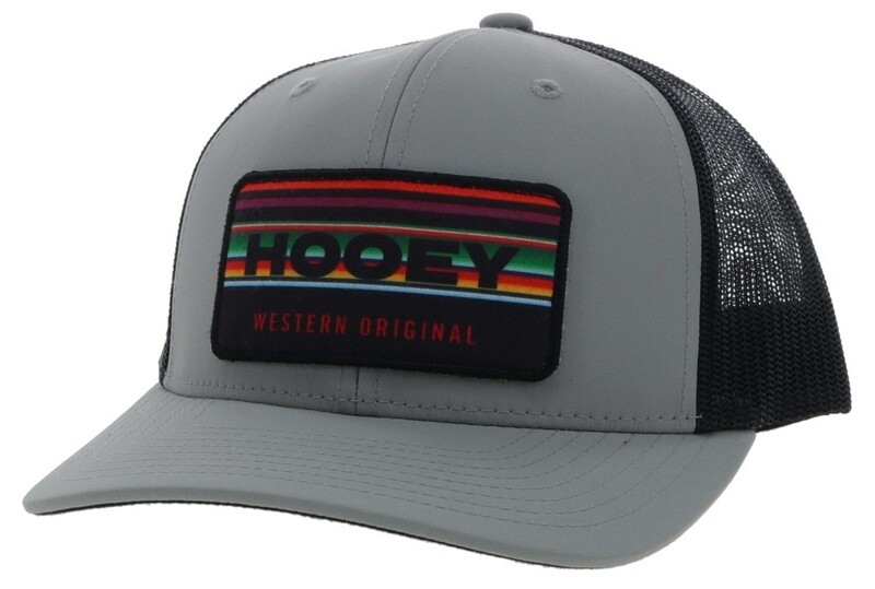 "Horizon" Hooey Grey / Black 6-Panel Trucker with Multi Color Serape / Black Rectangle Patch - OSFA