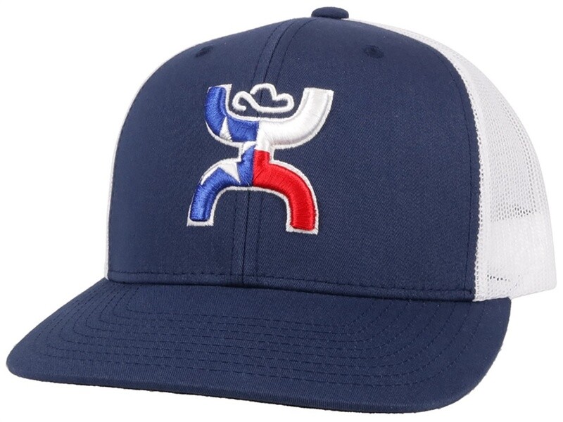 Texican" Hooey Navy / White 6-Panel Trucker Cap with Texas Flag Hooey Logo - OSFA