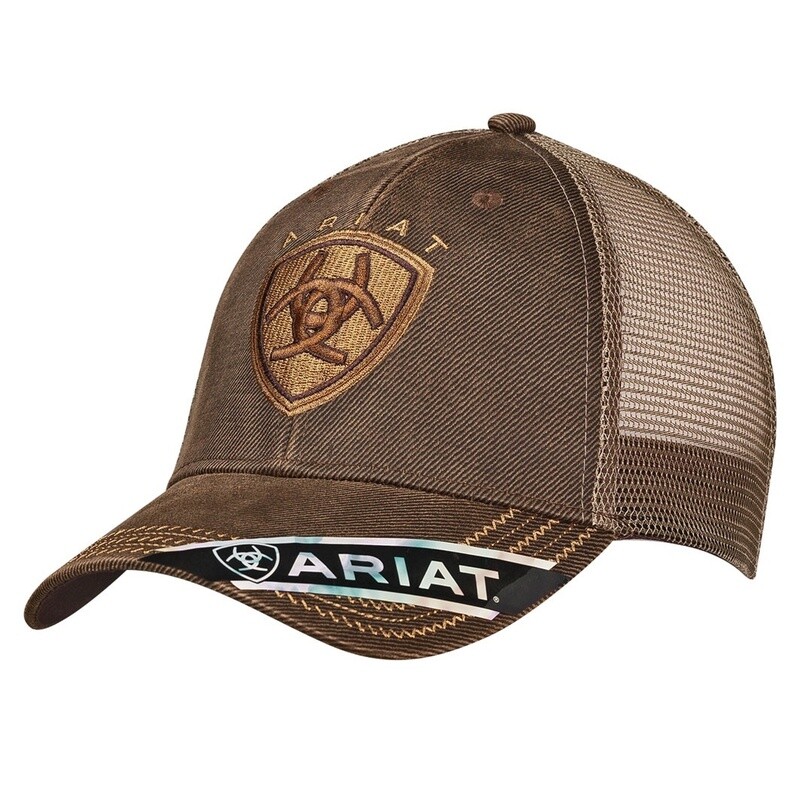 ARIAT MENS BALL CAP BROWN/BEIGE