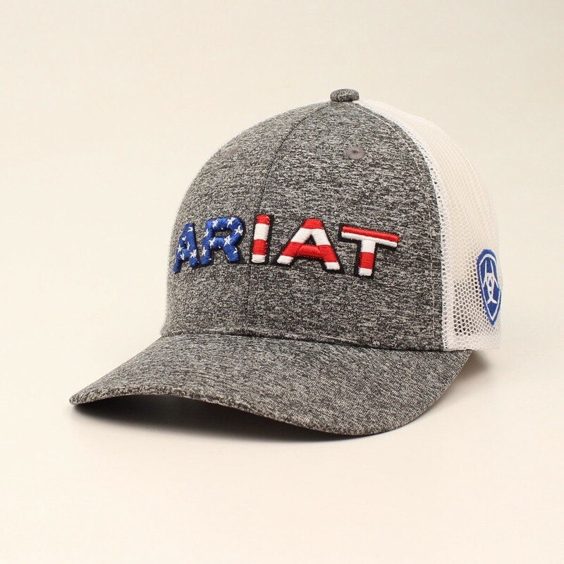 ARIAT MENS CAP SB EMBROIDERED USA FLAG GRAY