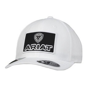 ARIAT MENS FLEXFIT 110 CAP HORIZONTAL LOGO WHITE