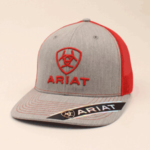 ARIAT MENS LOGO CAP GREY/RED