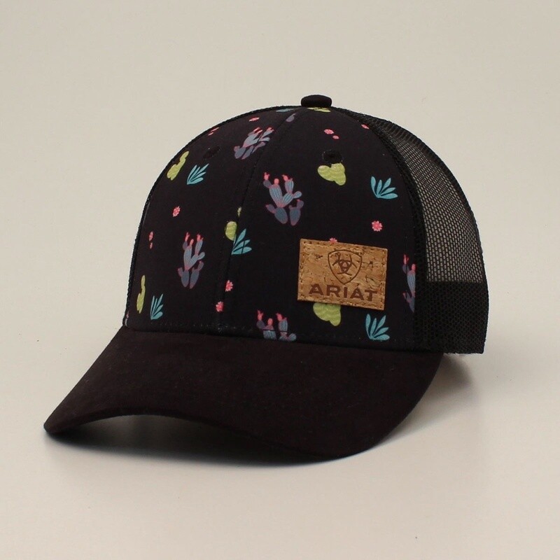 ARIAT LADIES CAP SNAP BACK CACTUS CORK PATCH BLACK