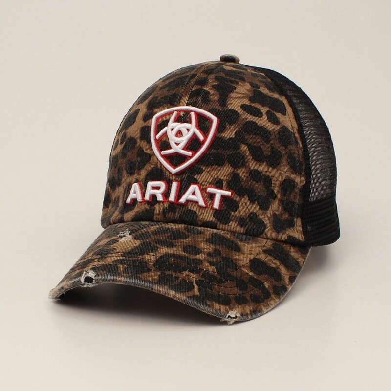 ARIAT LADIES PONYFLO CAP LEOPARD PRINT BLACK