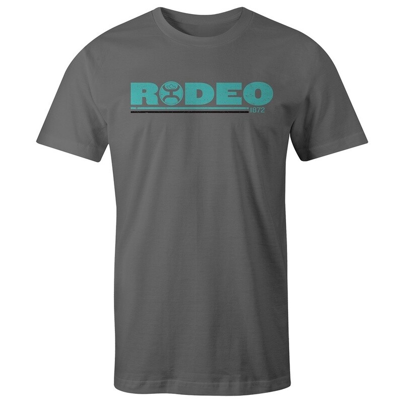 "Rodeo" Grey Crew Neck with Turquoise / Black Logo HT1532GY